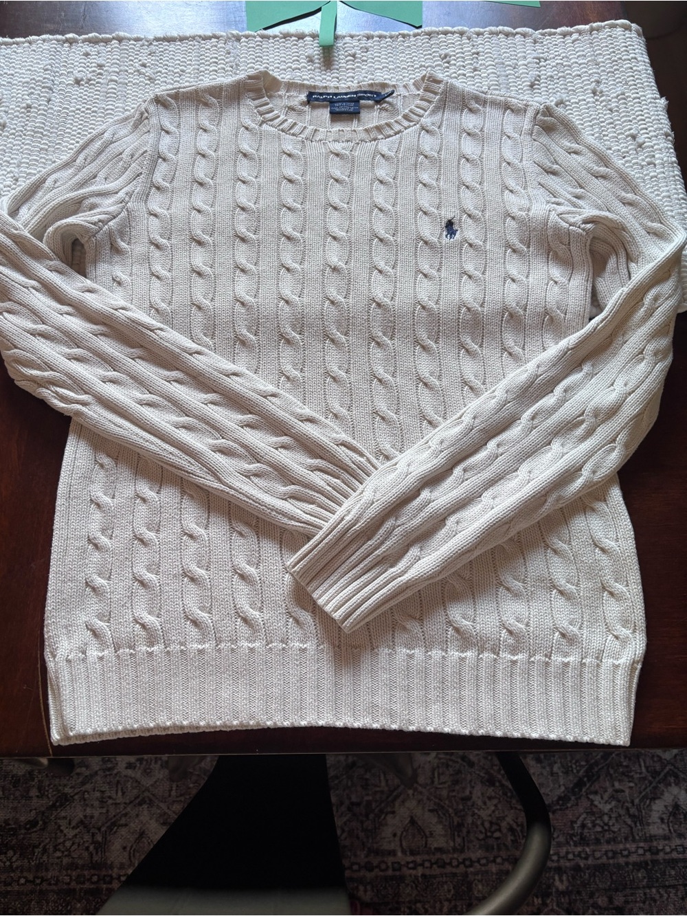 Ralph Lauren Sport Ivory Cable-Knit Crew Sweater